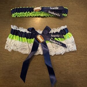 Seahawks Lace Garter Set - Blue and Green